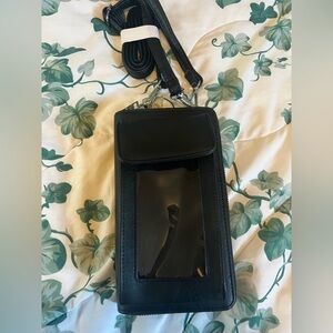 Universal Black Crossbody Phone Holder / Wallet with Clear Window